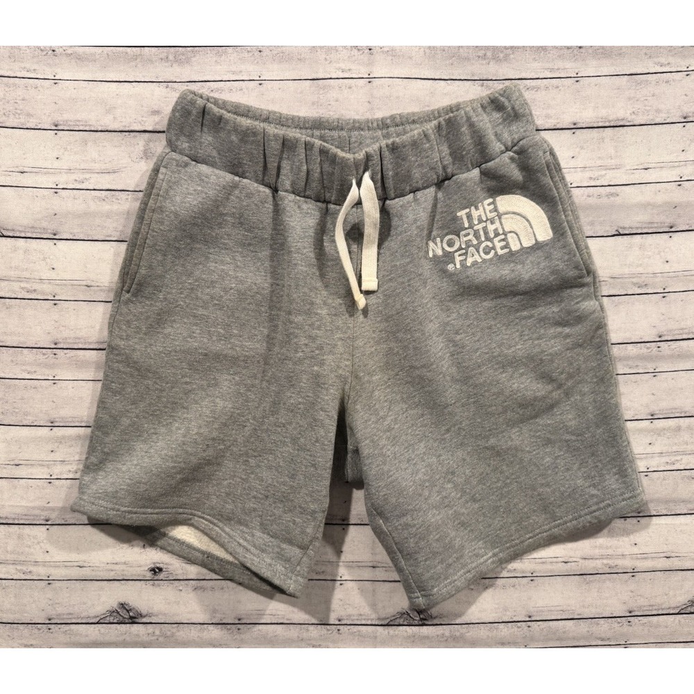 The North Face Mens Logo Sweat Short Sz S Gray Pull On Drawstring Slash Pocket